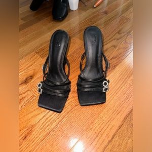 ASOS Black Belted Heels, studded. size 7-7.5